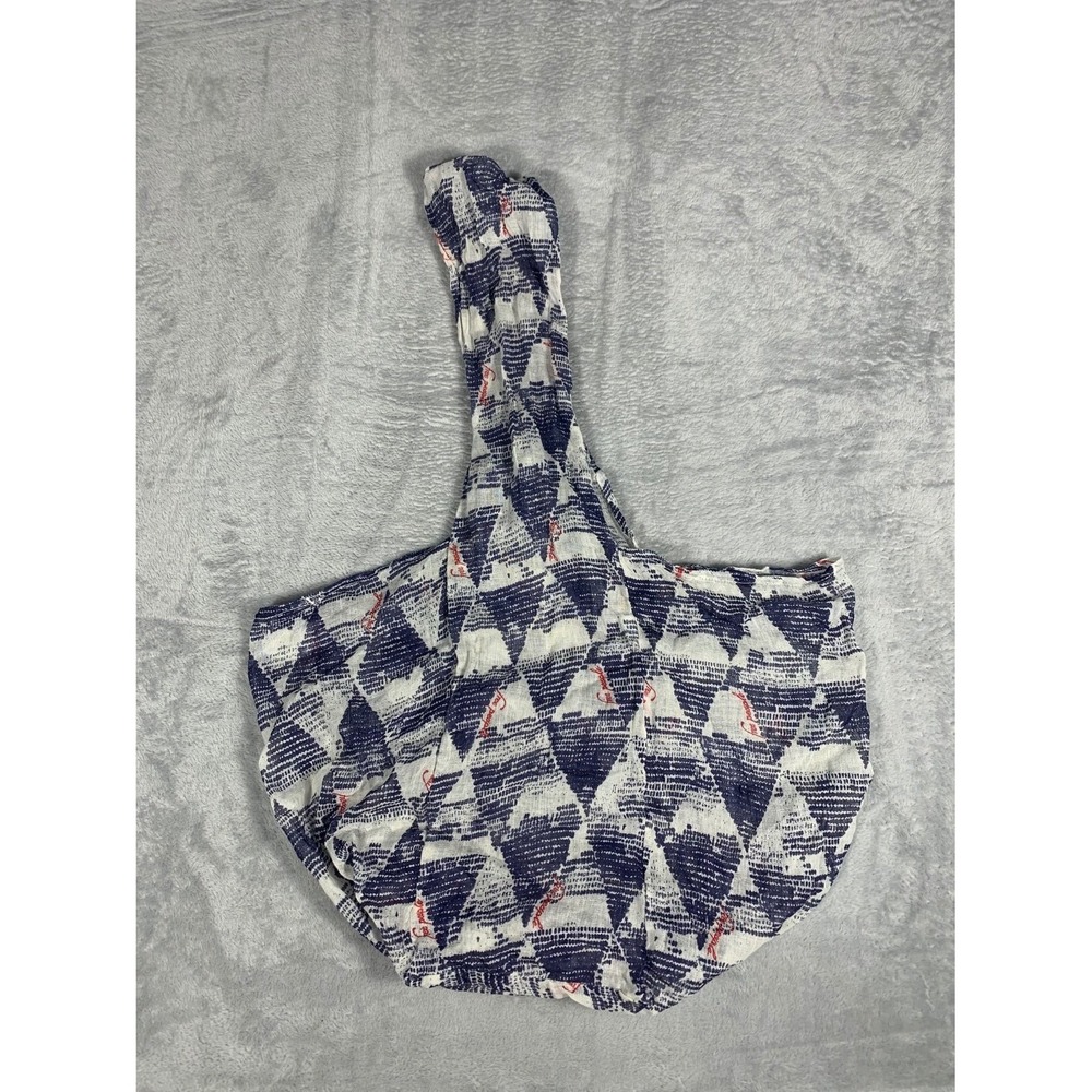 Free People Women's Hobo Shoulder Bag Large Blue All-over Geometric Print